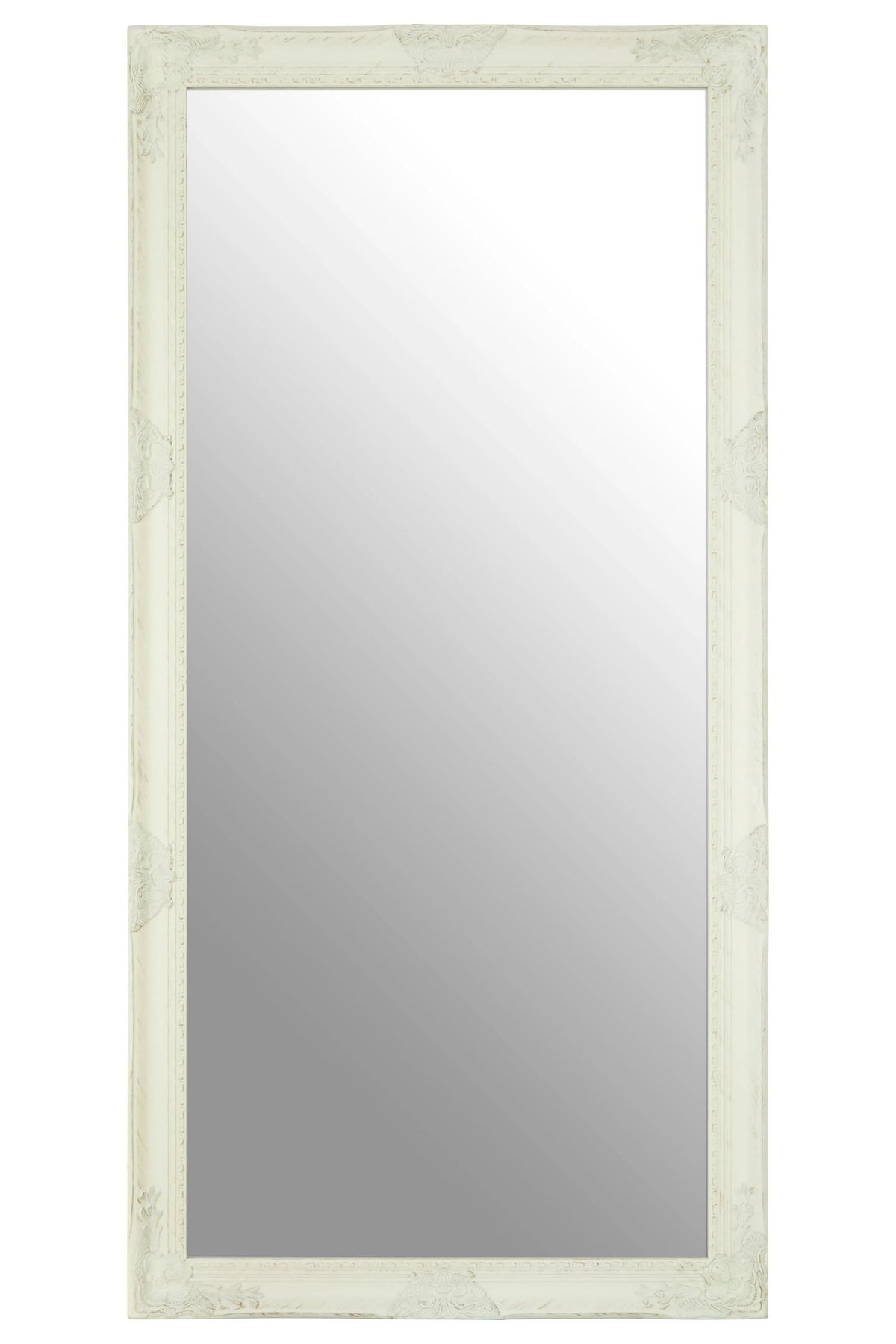 Clifton Antique White Ornate Full Length Wall Mirror