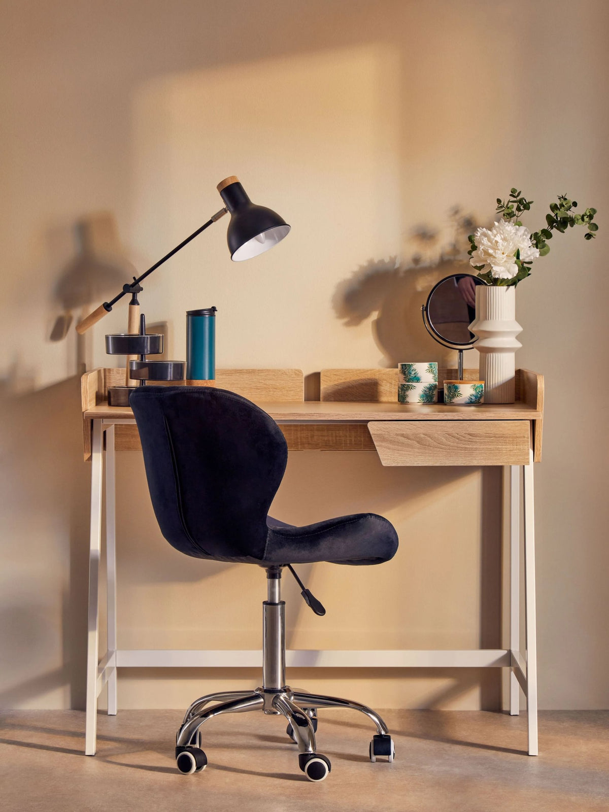 Corfe Velvet Quilted Home Office Chair #colour_black