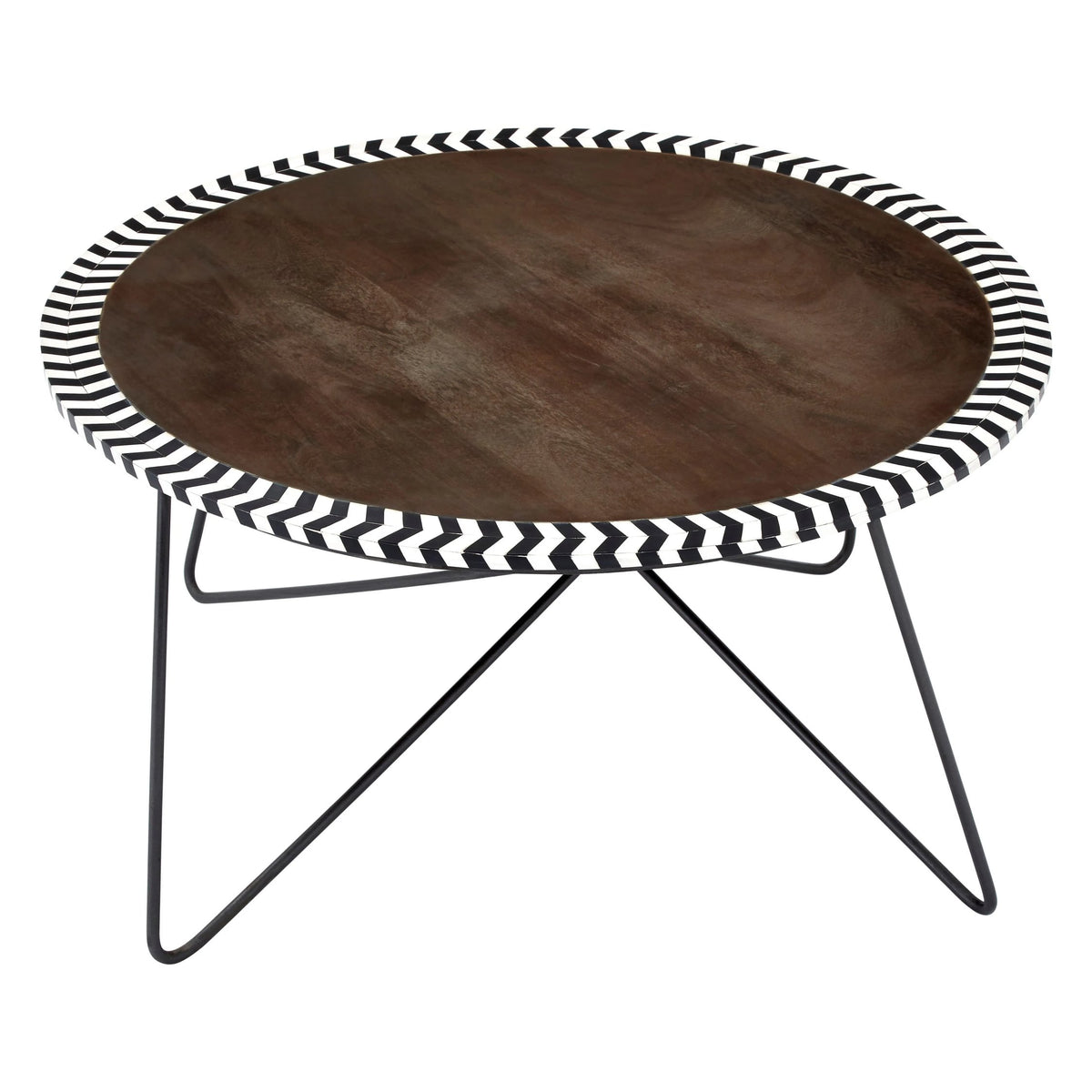 Bampton Round Acacia Wood Coffee Table with Mosaic Edge