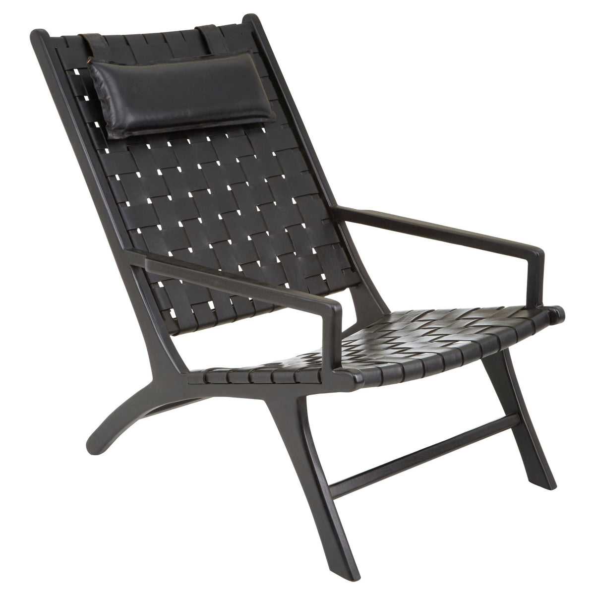 Seville Black Leather Woven Chair