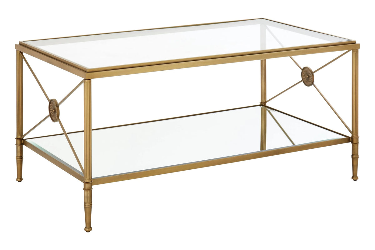 Cowes Glass Coffee Table with Metal Frame #colour_gold