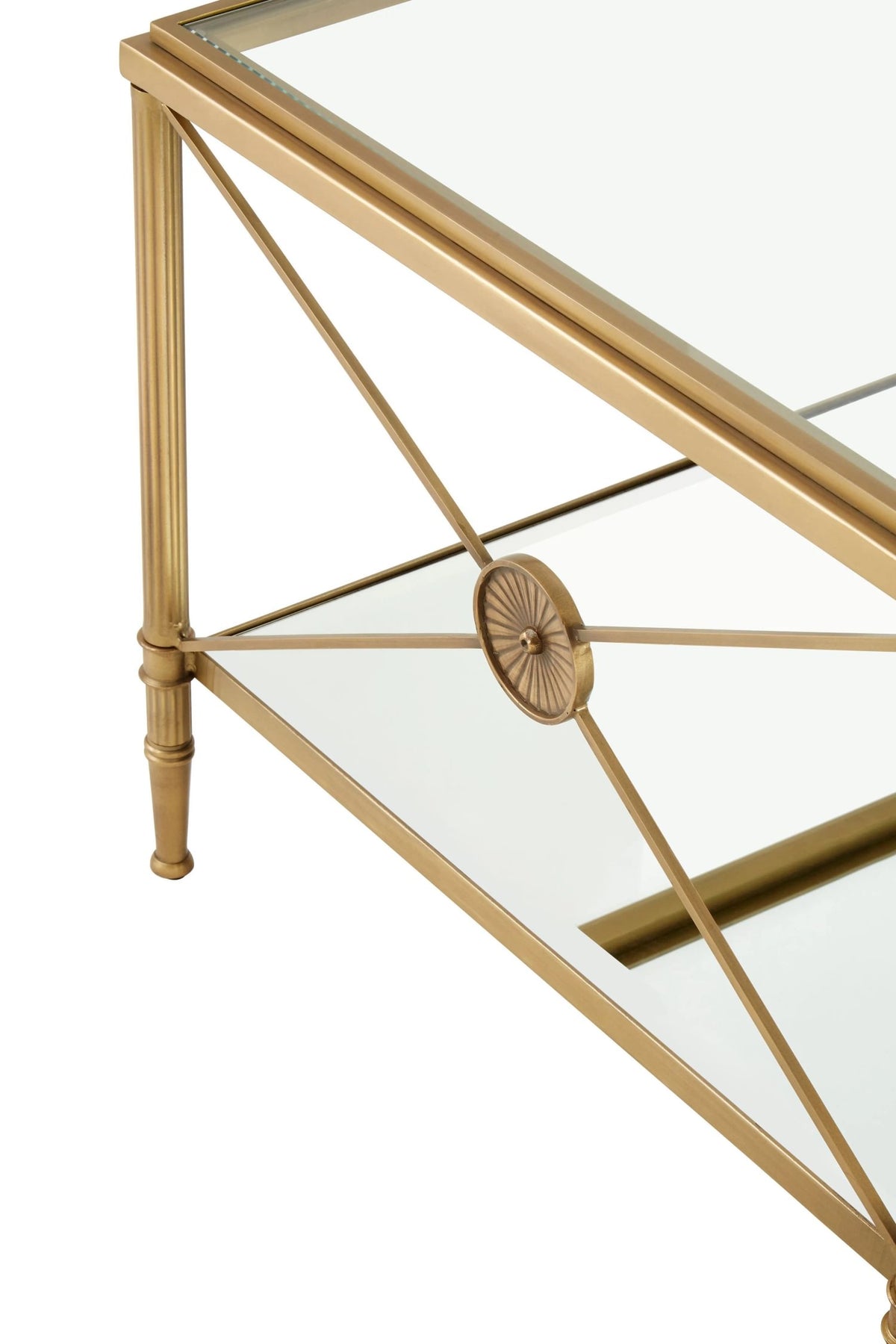 Cowes Glass Coffee Table with Metal Frame #colour_gold