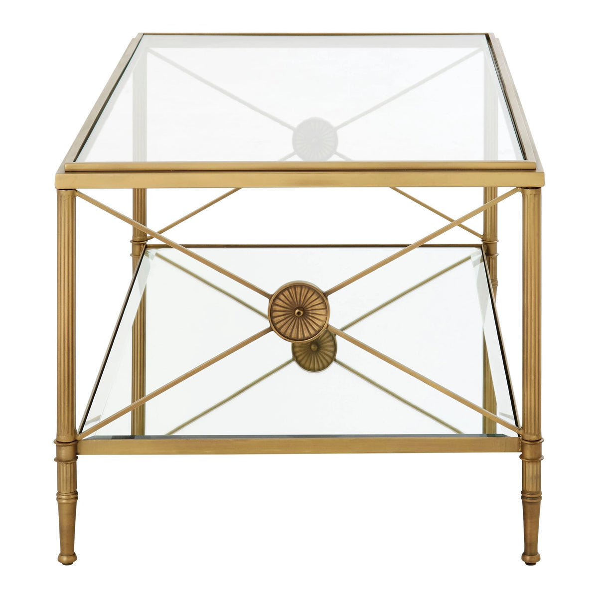Cowes Glass Coffee Table with Metal Frame #colour_gold