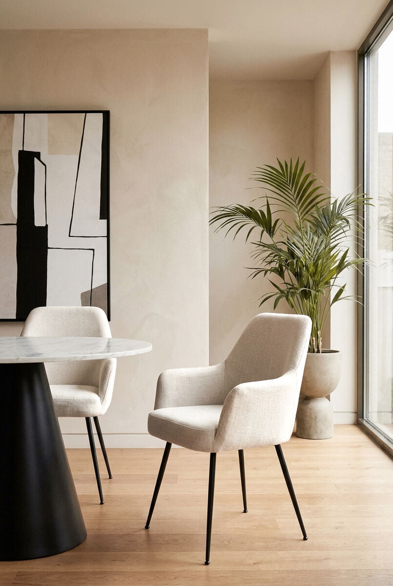 Chichester Set of 2 Textured Fabric Dining Chairs with Arms