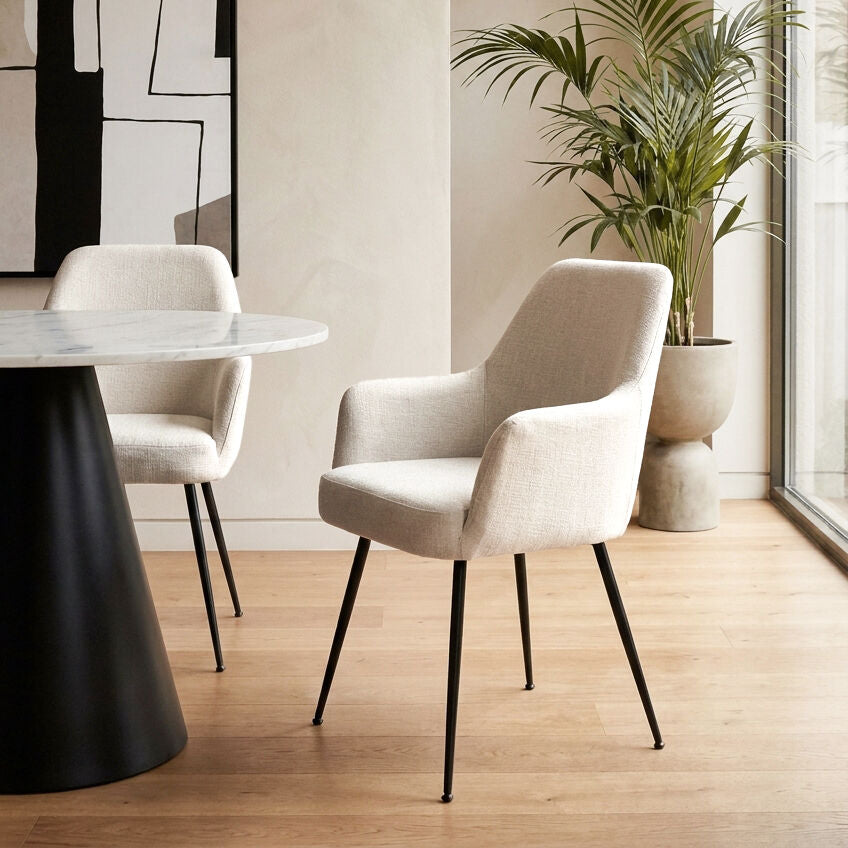 Chichester Set of 2 Textured Fabric Dining Chairs with Arms