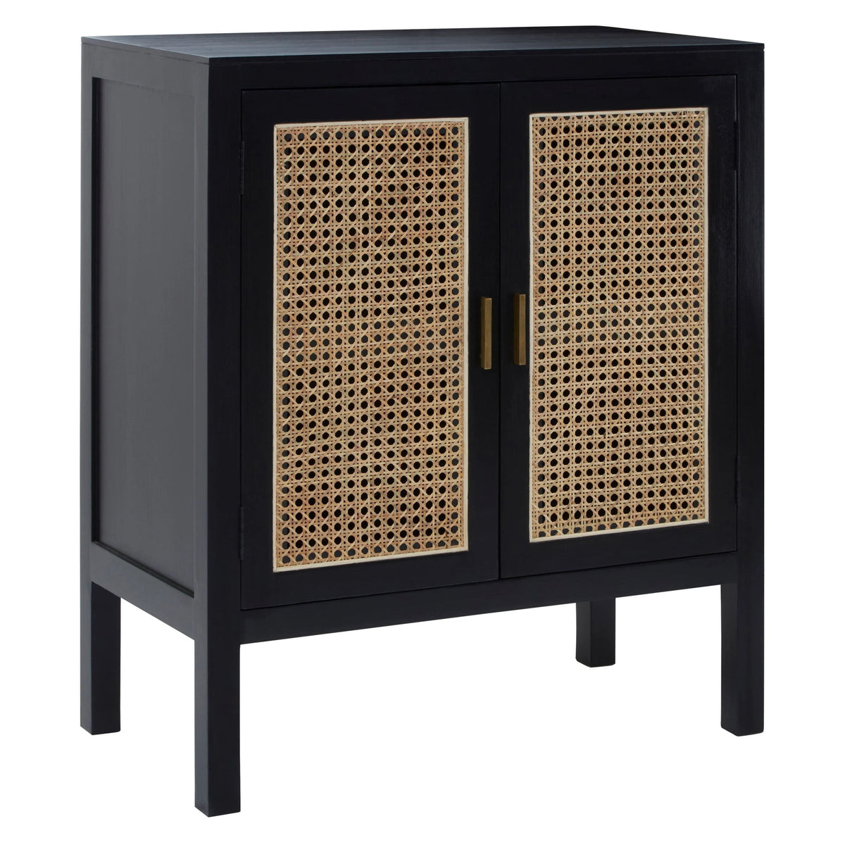 Hudson Black Sideboard with Two Rattan Doors
