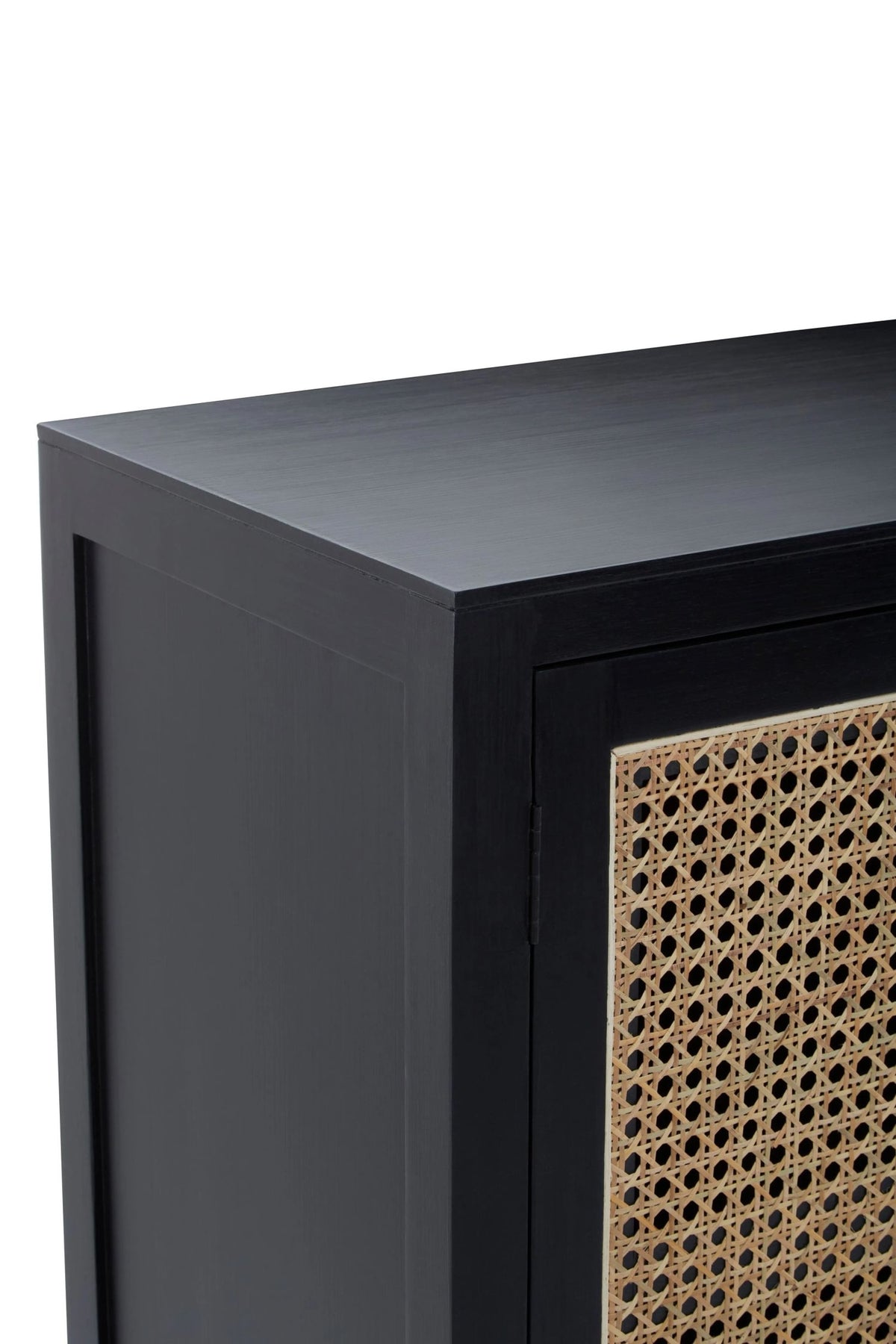 Hudson Black Sideboard with Two Rattan Doors