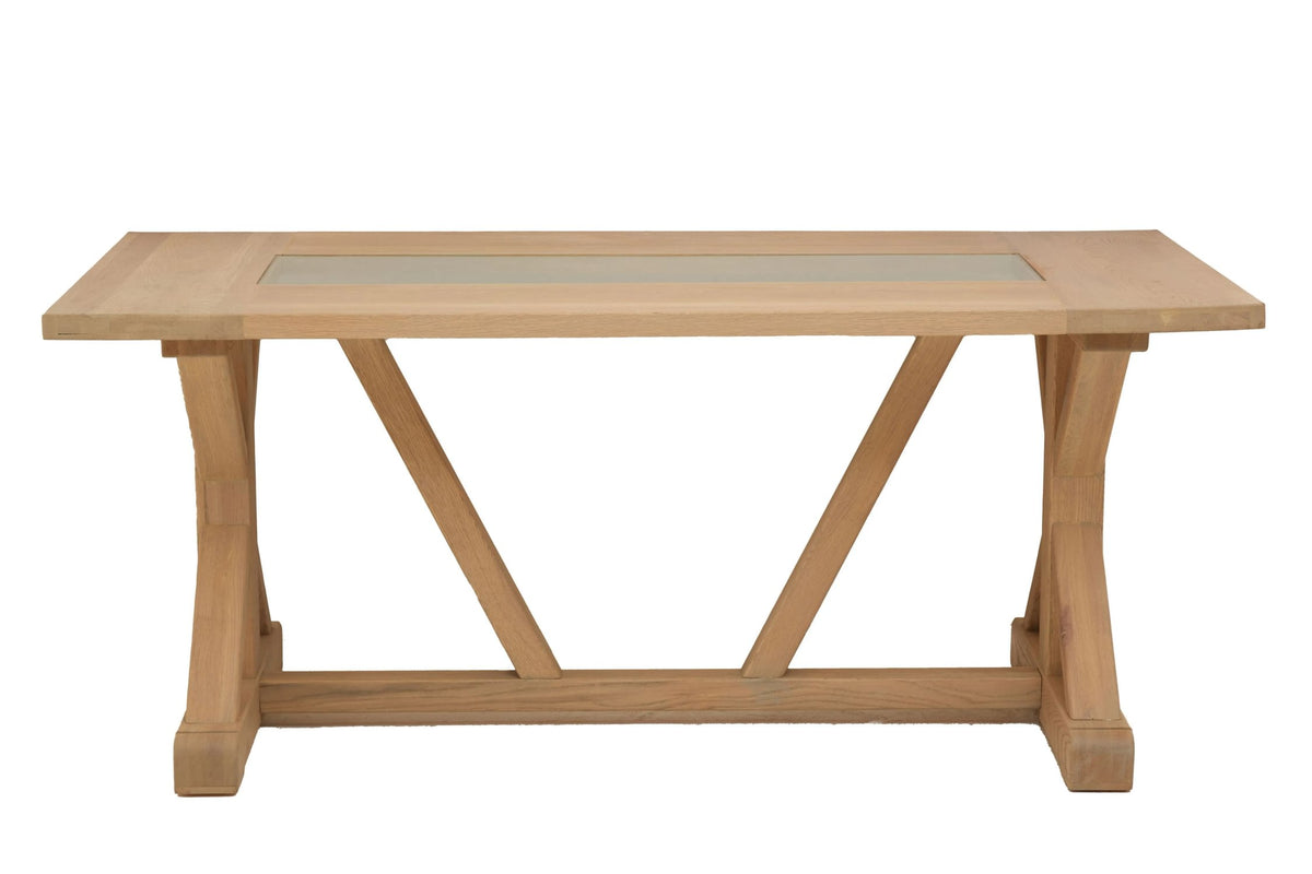 Cannes Washed Grey Oak Wood and Glass Dining Table