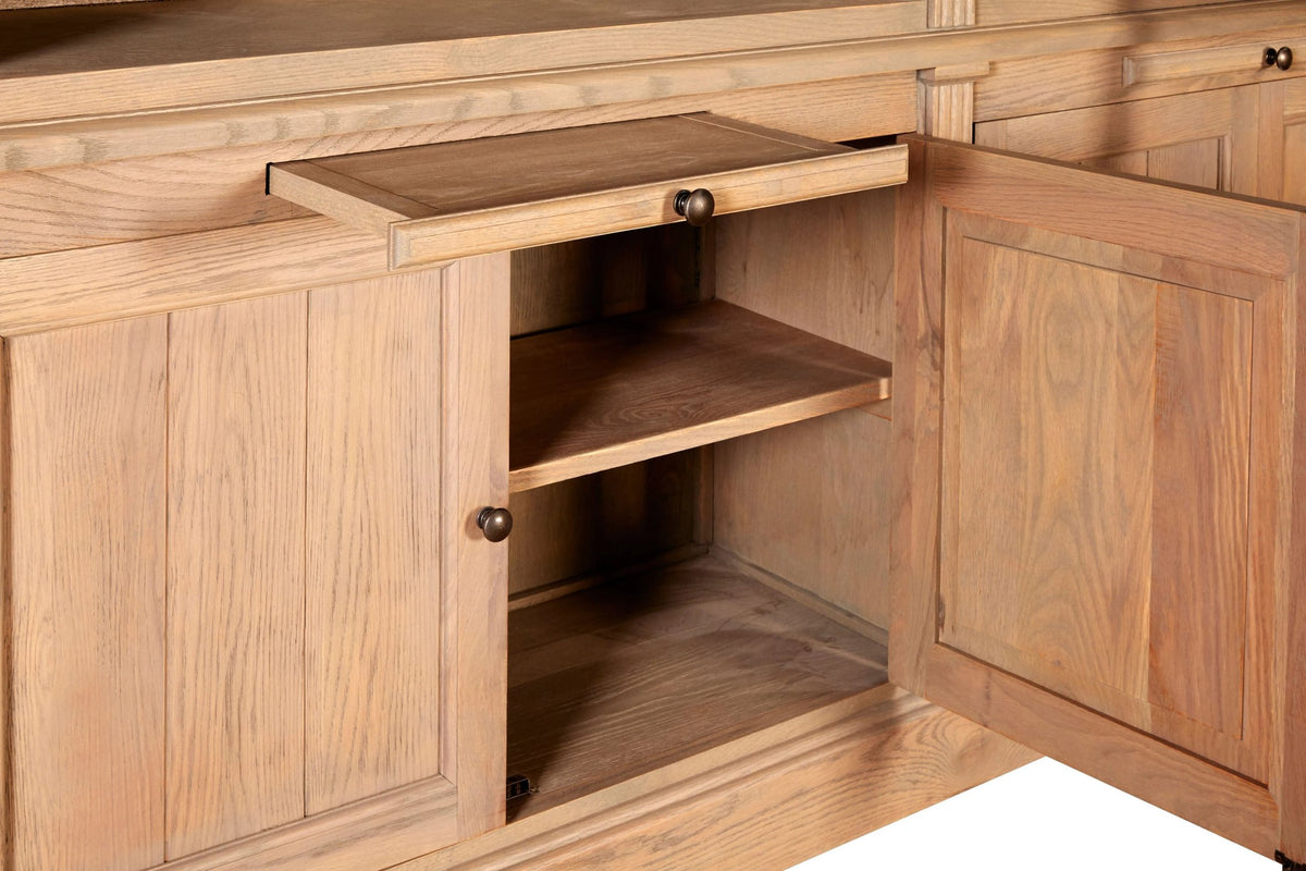 Cannes Washed Grey Oak Wood Large Bookcase with Ladder