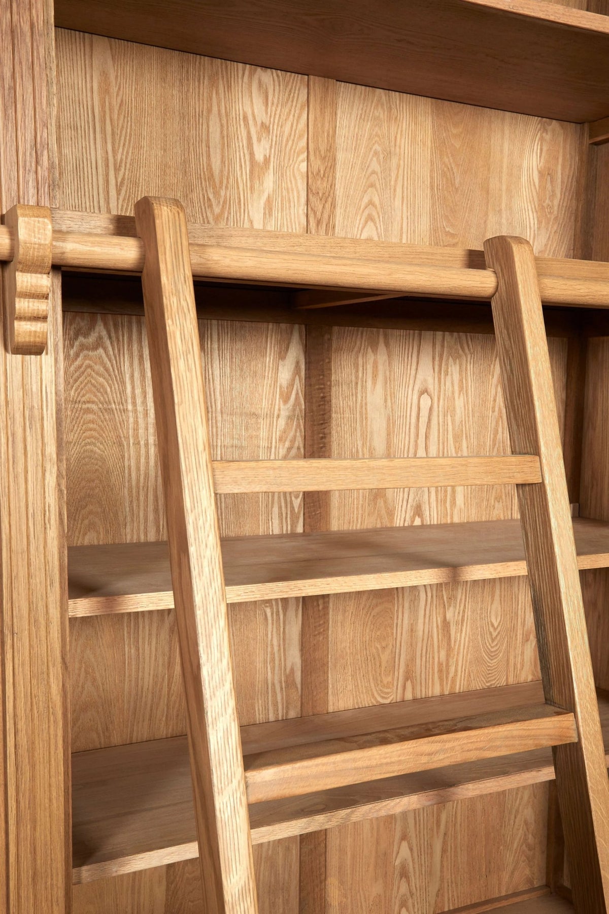 Cannes Wooden Finish 2 Section Bookcase with Ladder