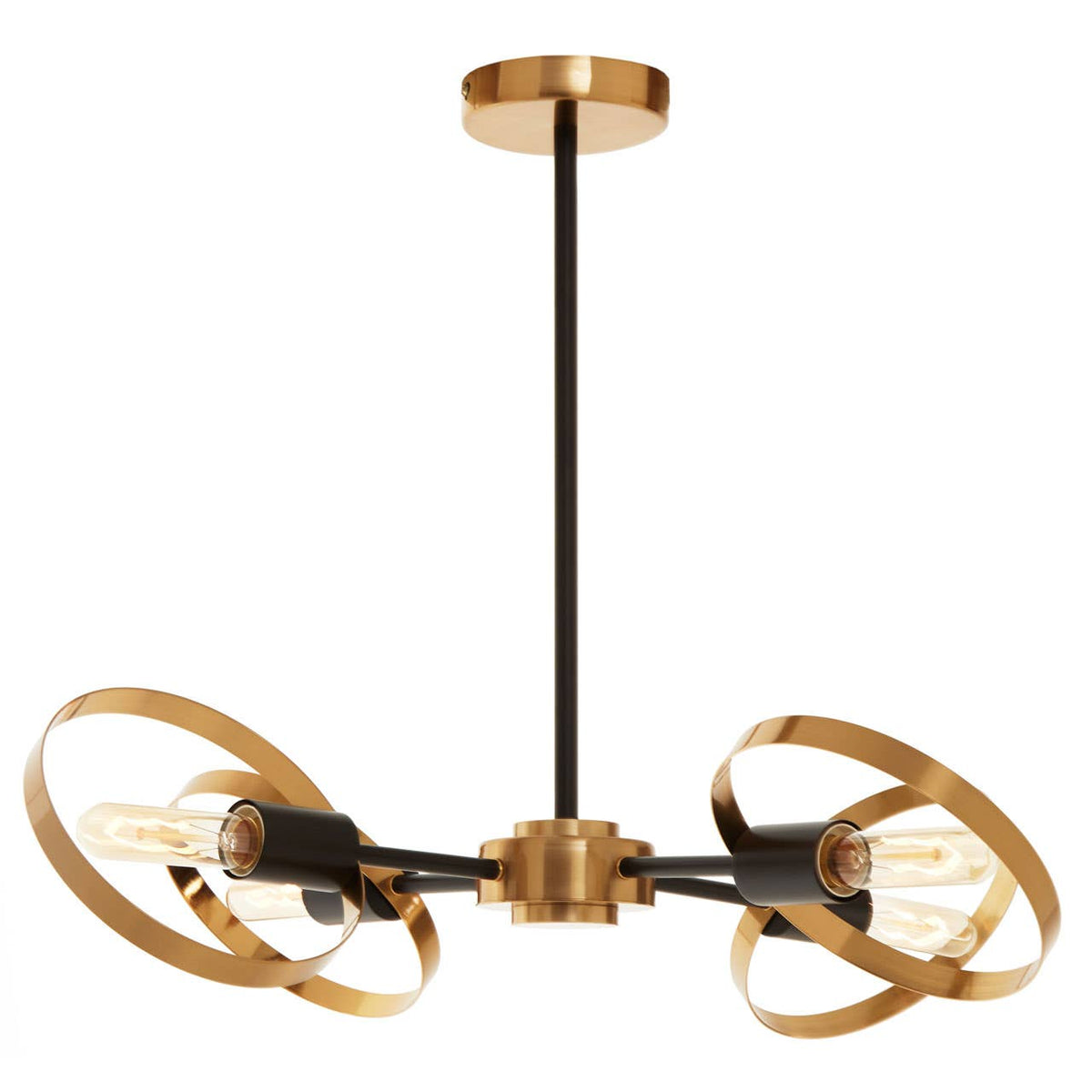 Worthing Brass Finish 4 Bulb Ring Pendant Light