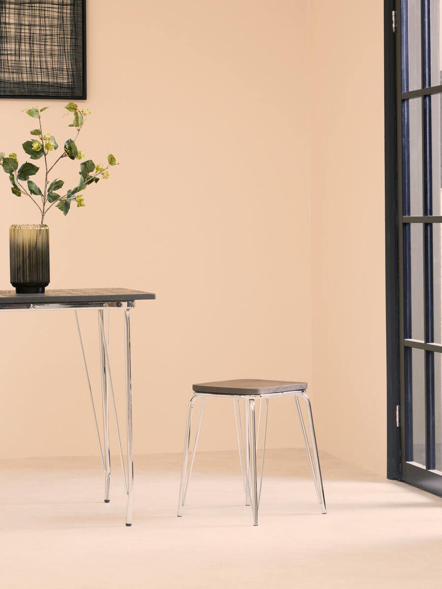 Madison Metal and Elm Wood Square Dining Table