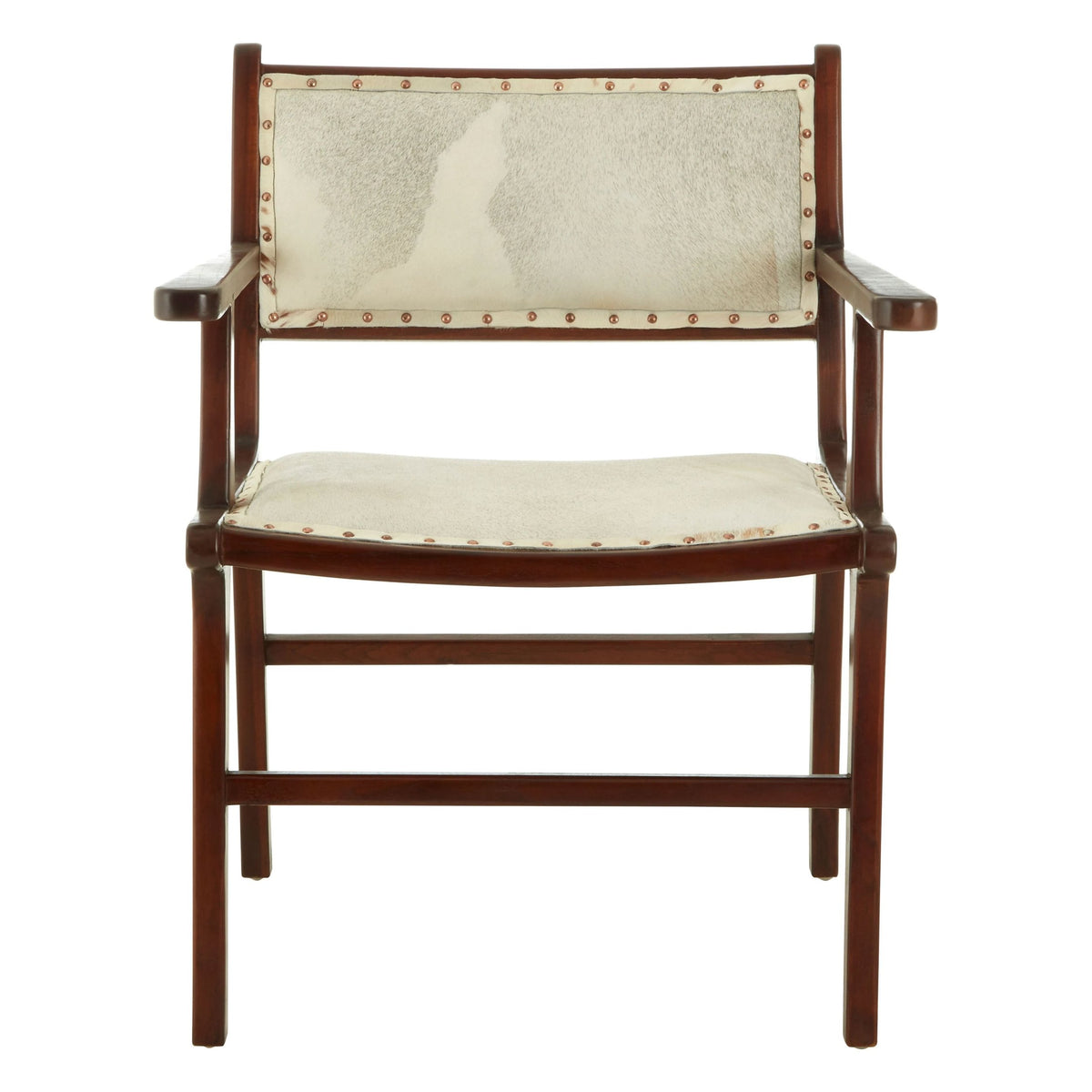 Seville Natural Hair On Leather and Teak Wood Dining Chair