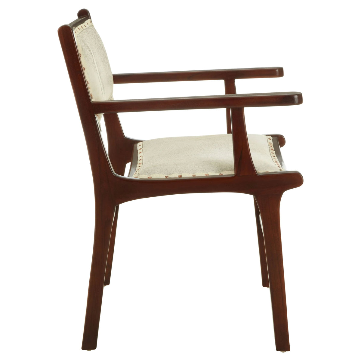 Seville Natural Hair On Leather and Teak Wood Dining Chair