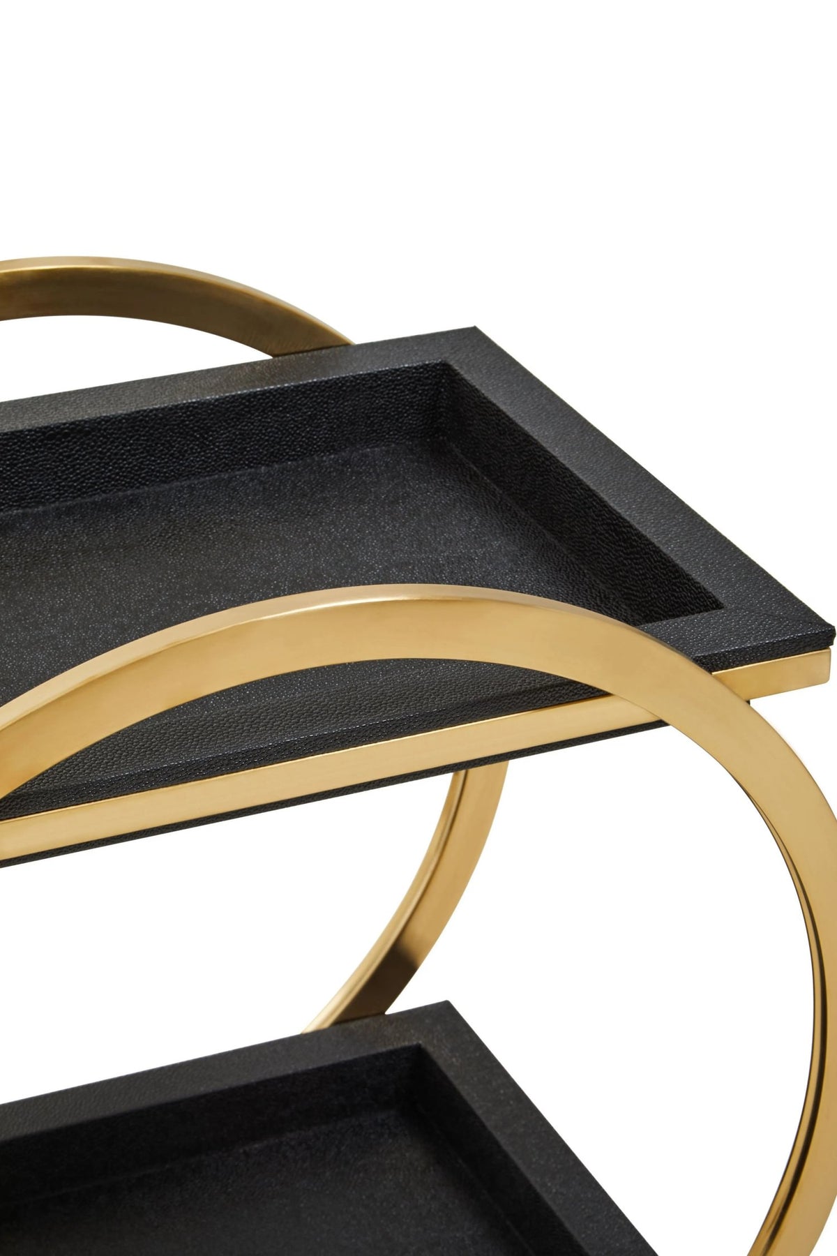 Laguna Gold and Black Shagreen Effect Two Tier Serving Trolley