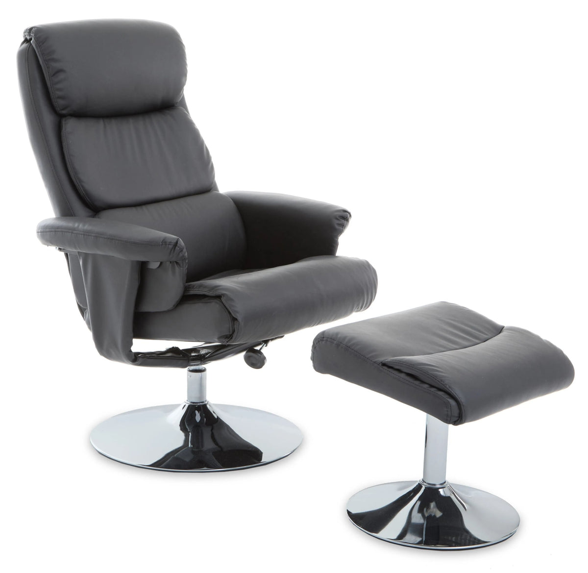 Nantwich Leather Effect Reclining Chair with Footstool #colour_grey