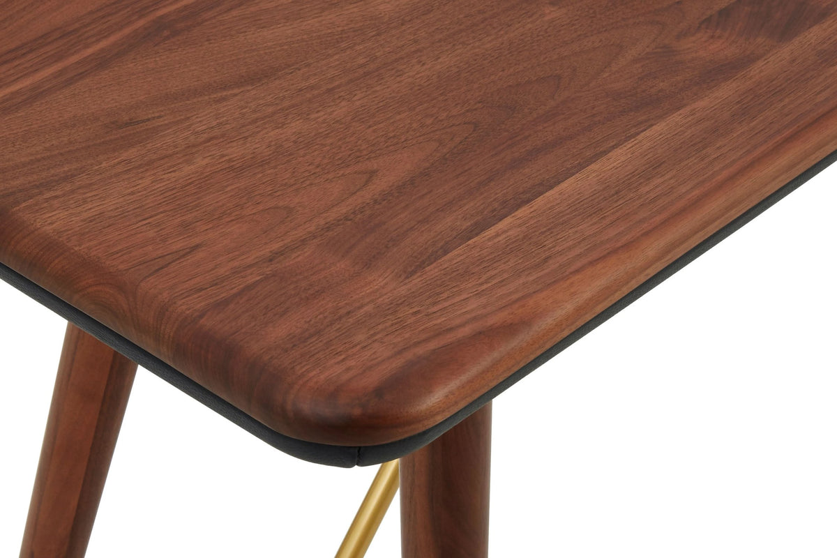Hudson Walnut Wood Console Table with Leather Trim
