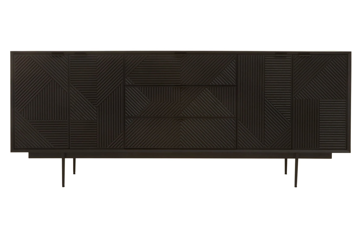 Granada Black Finish Sideboard with 4 Doors and 3 Drawers