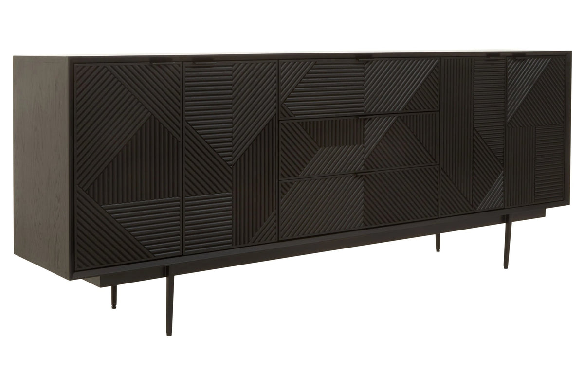 Granada Black Finish Sideboard with 4 Doors and 3 Drawers