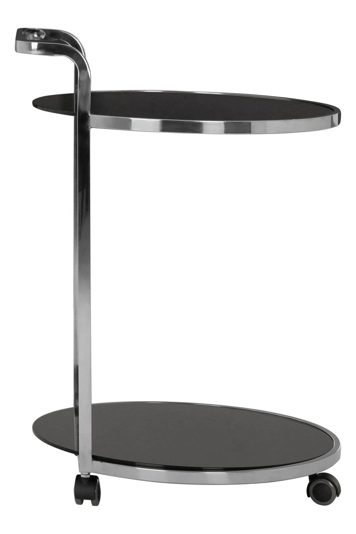 Monaco 2 Tier Silver Drinks Trolley with Black Glass