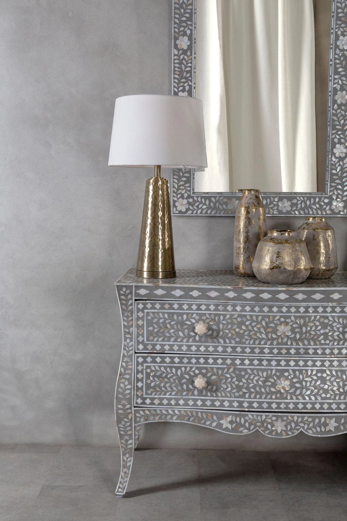 Porto Chest of 2 Drawers with Mother of Pearl Inlay