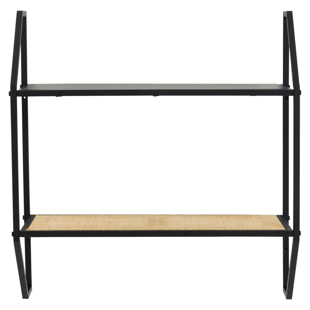 Porto Two Tier Rattan and Metal Wall Shelf