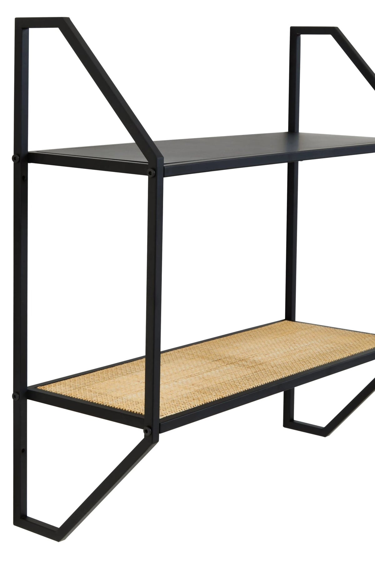 Porto Two Tier Rattan and Metal Wall Shelf