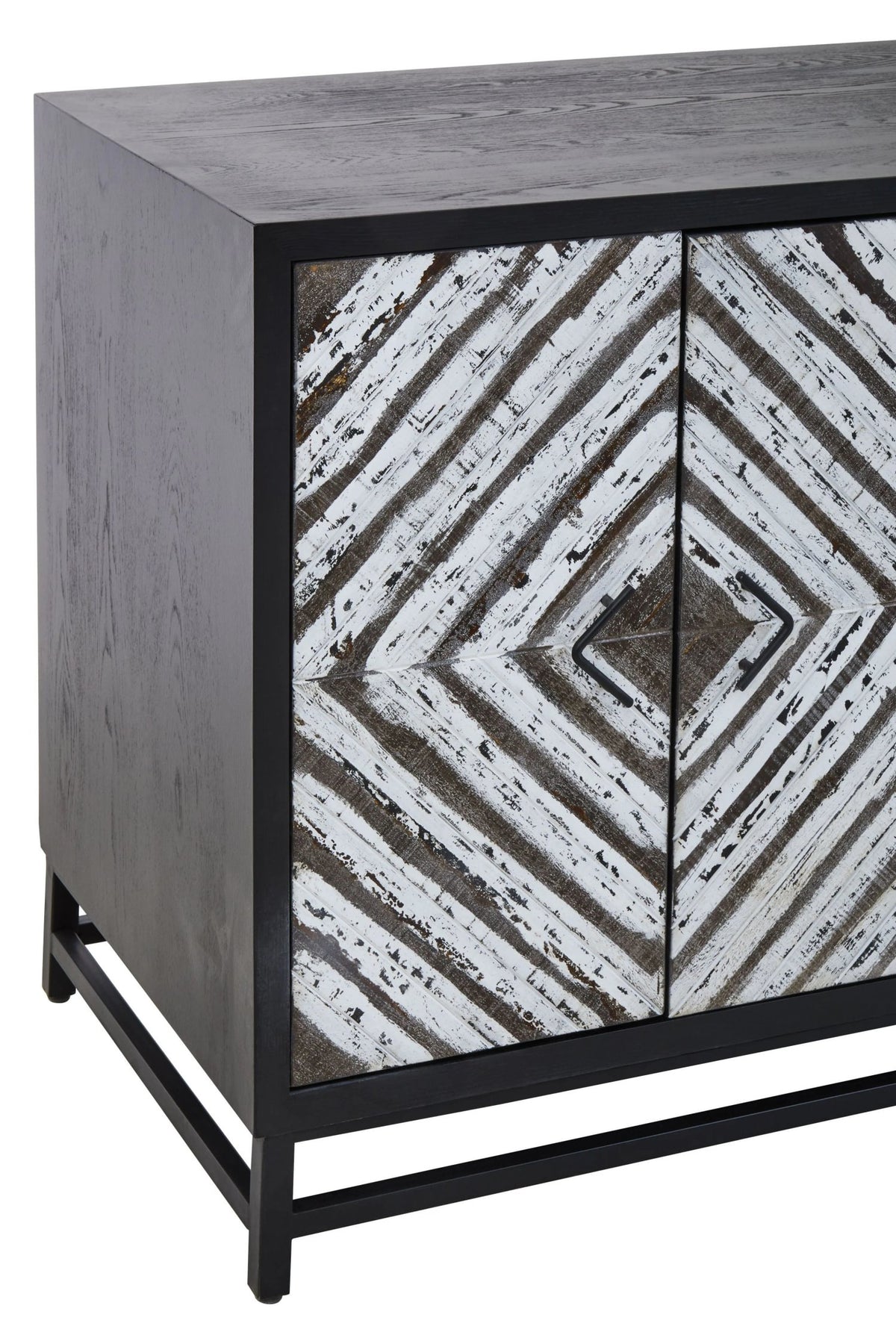 Canterbury Black Rustic Chevron Four Door Sideboard