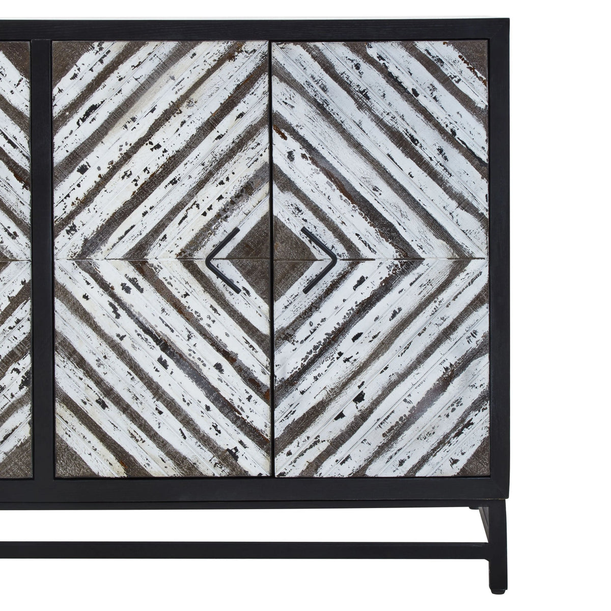 Canterbury Black Rustic Chevron Four Door Sideboard