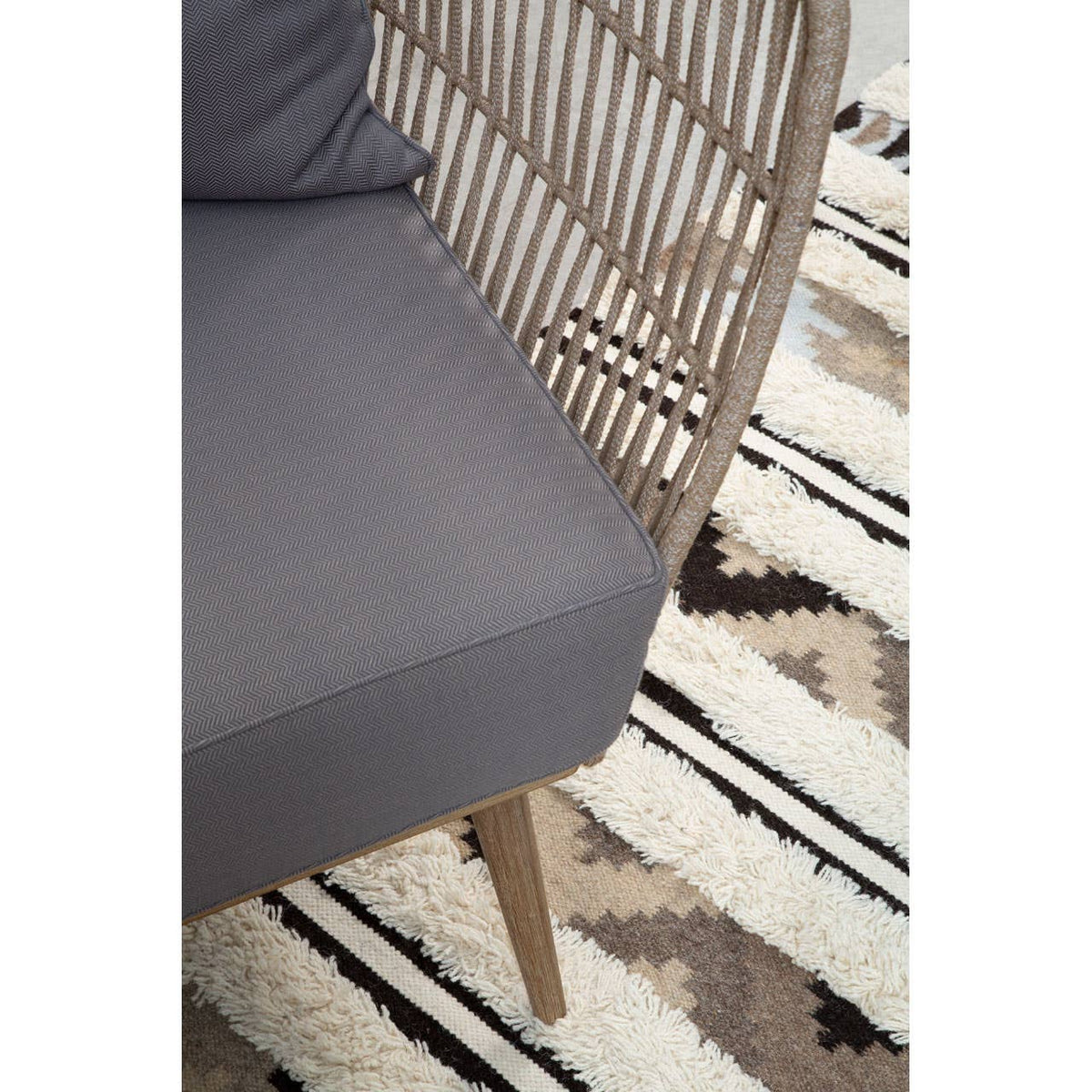 Bristol Woven Rope 2 Seater Sofa with Grey Cushions