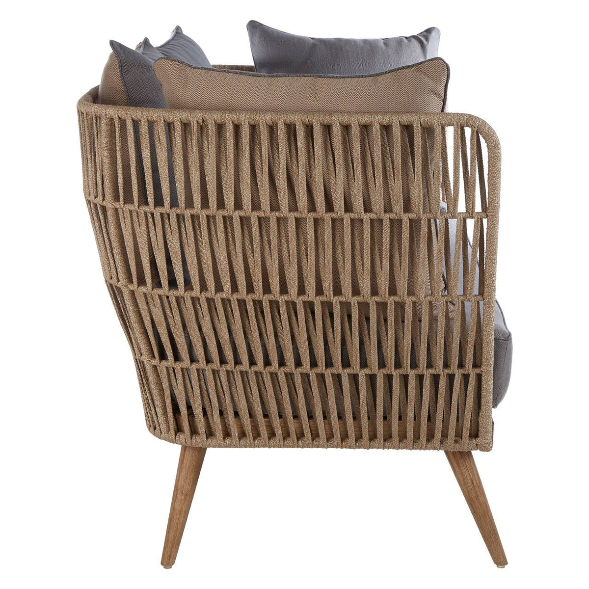 Bristol Woven Rope 2 Seater Sofa with Grey Cushions