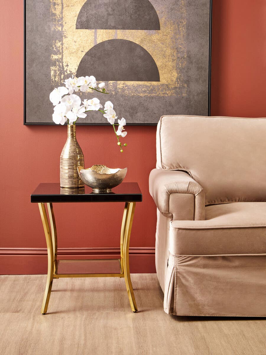 Vienna Mirror Side Table with Gold Legs