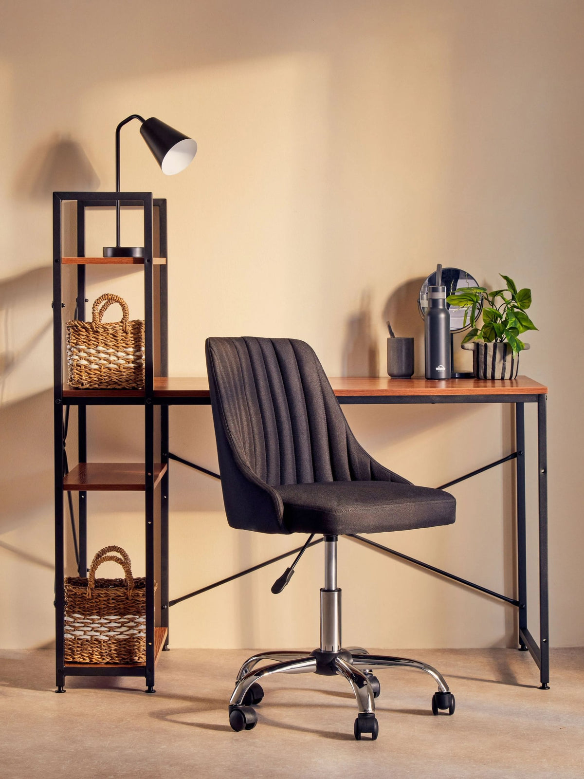 Edale Wood Effect Desk with Shelves