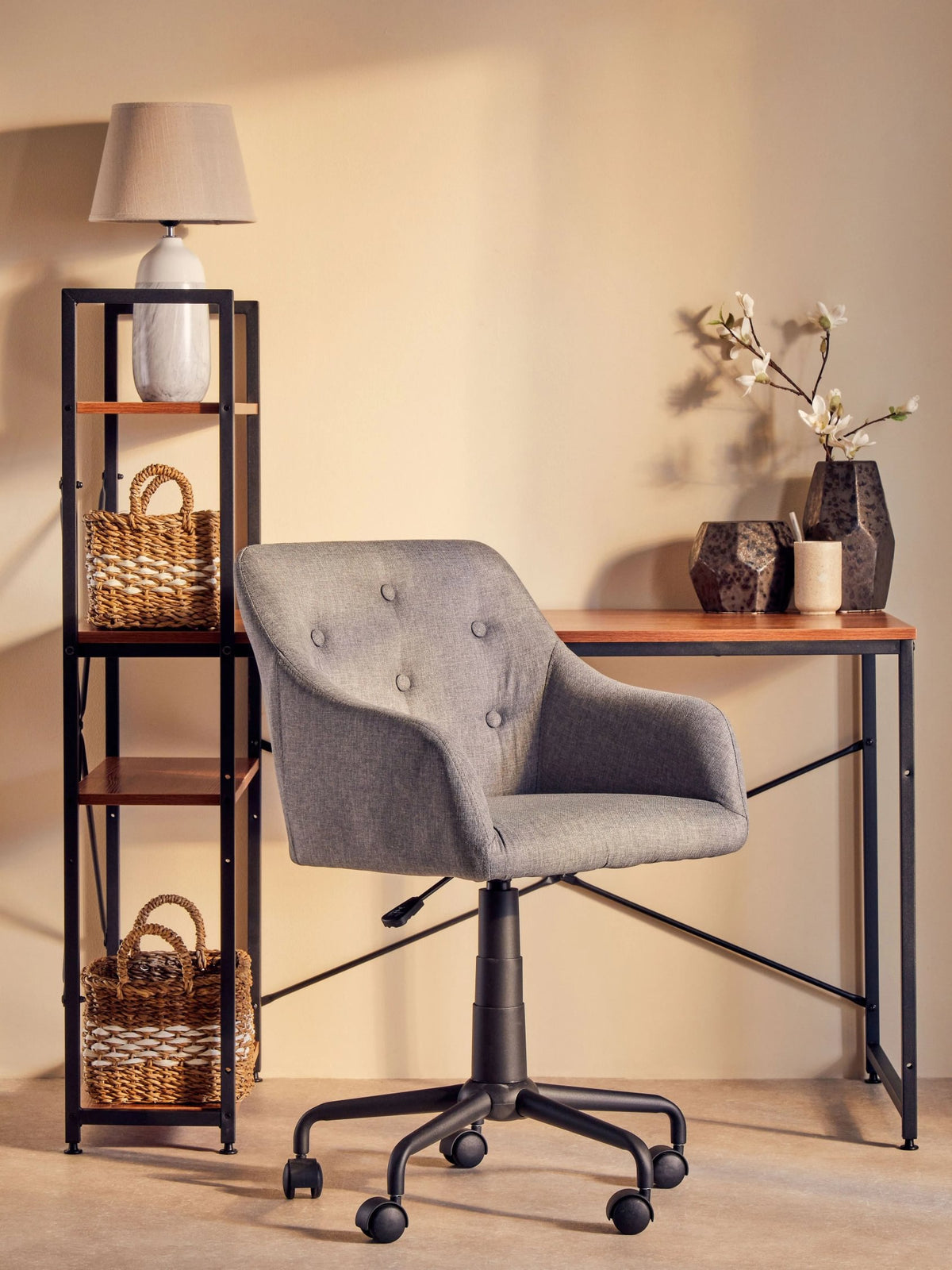 Edale Wood Effect Desk with Shelves