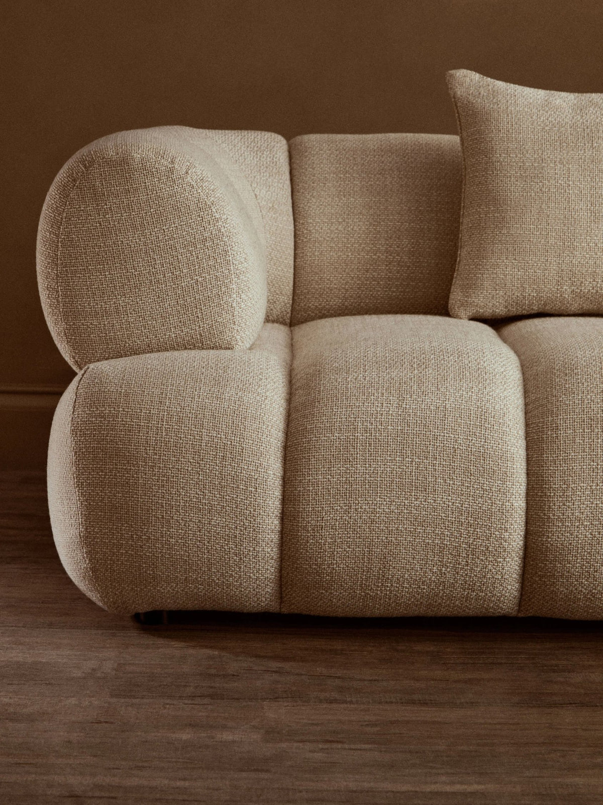 Beverley Cream Linen 3 Seater Curved Sofa