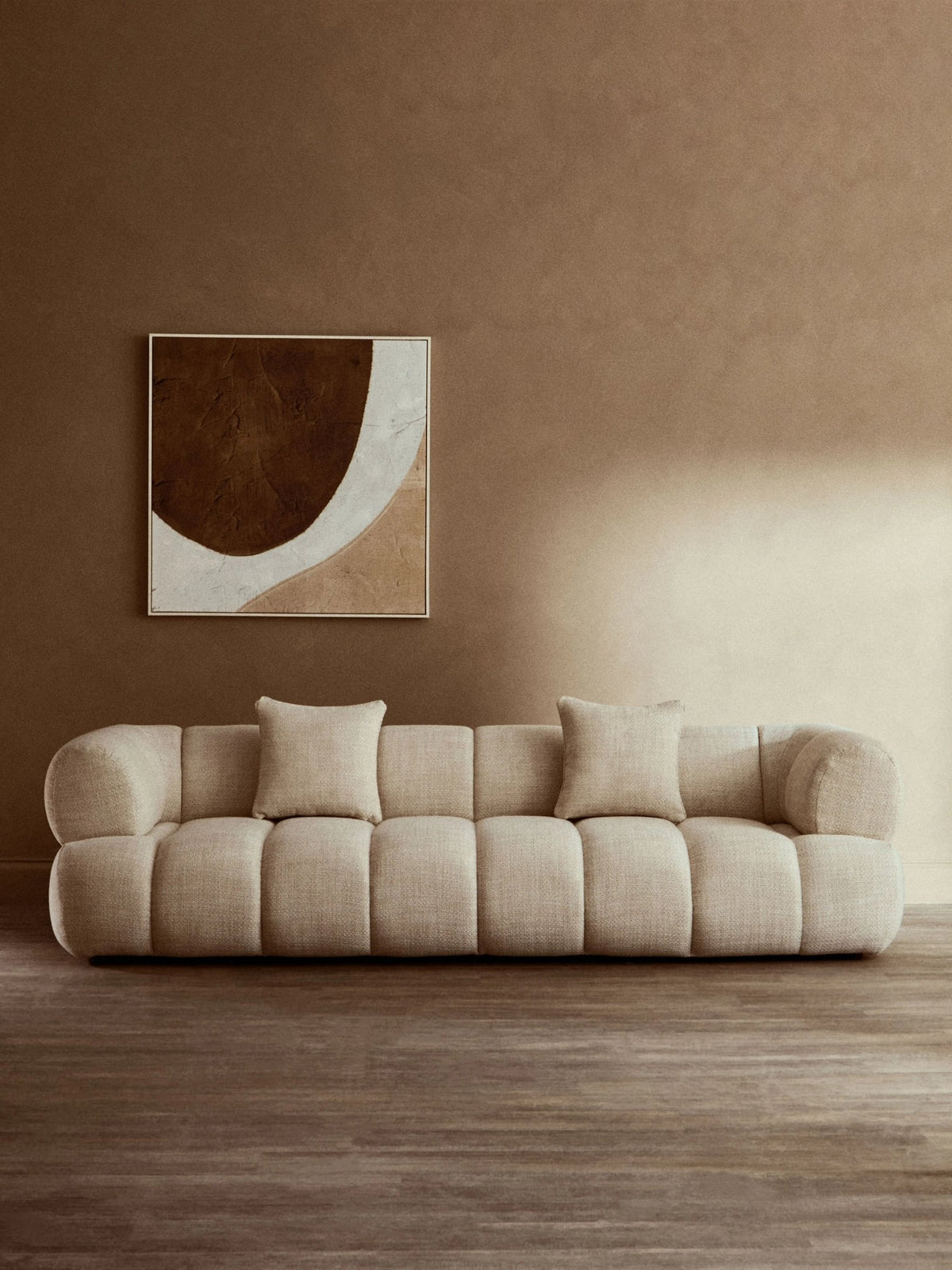 Beverley Cream Linen 3 Seater Curved Sofa