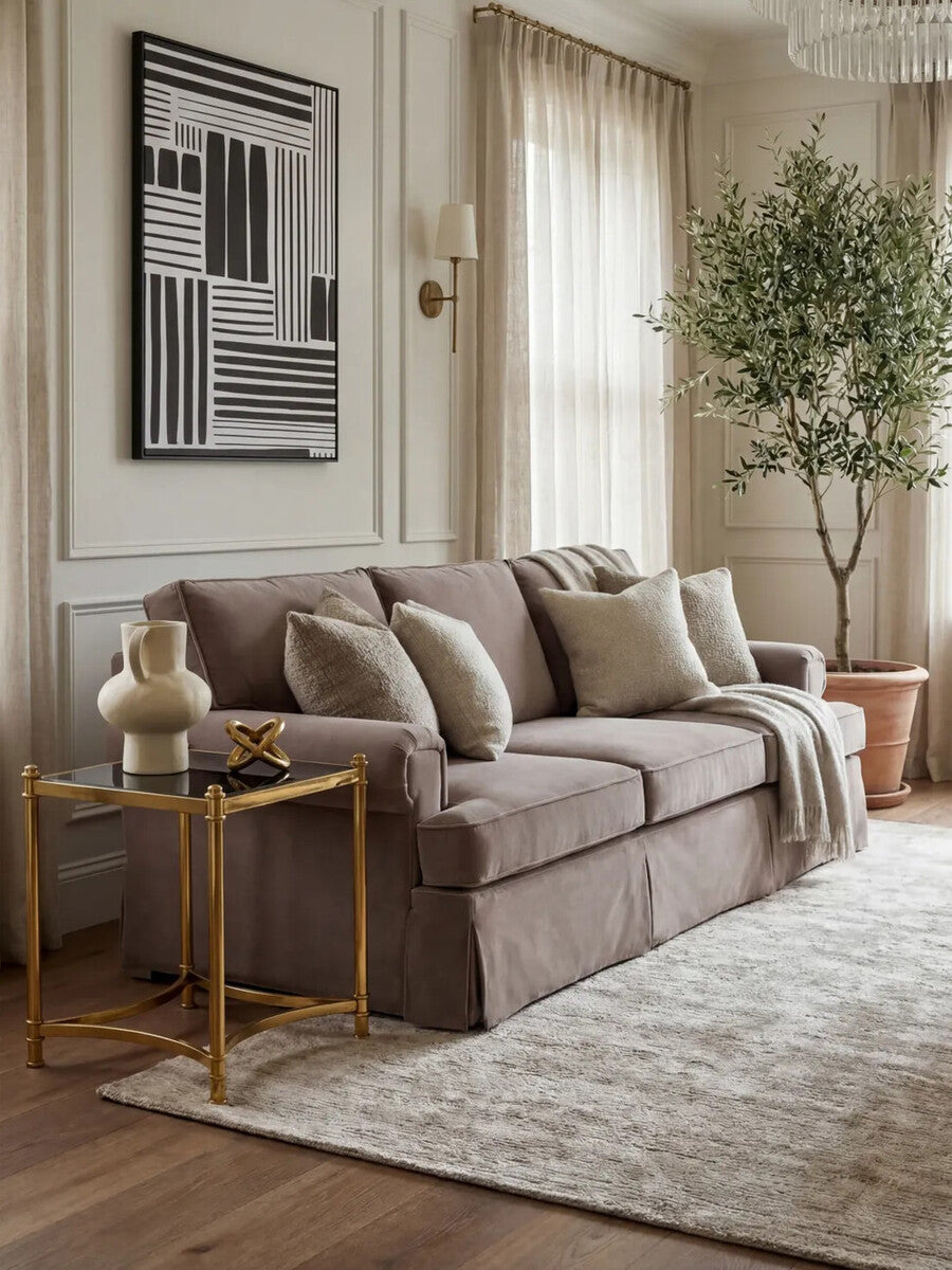 Monaco Gold Side Table with Black Glass