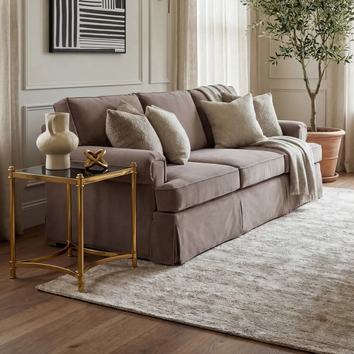 Monaco Gold Side Table with Black Glass