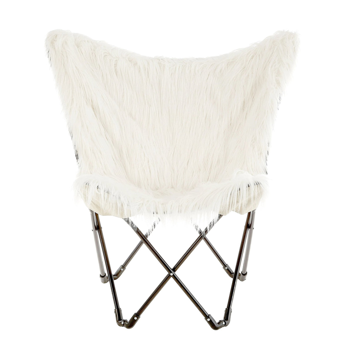 Emsworth White Faux Fur Butterfly Chair