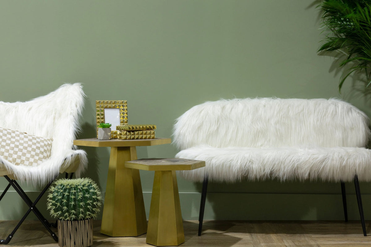 Emsworth White Faux Fur Butterfly Chair