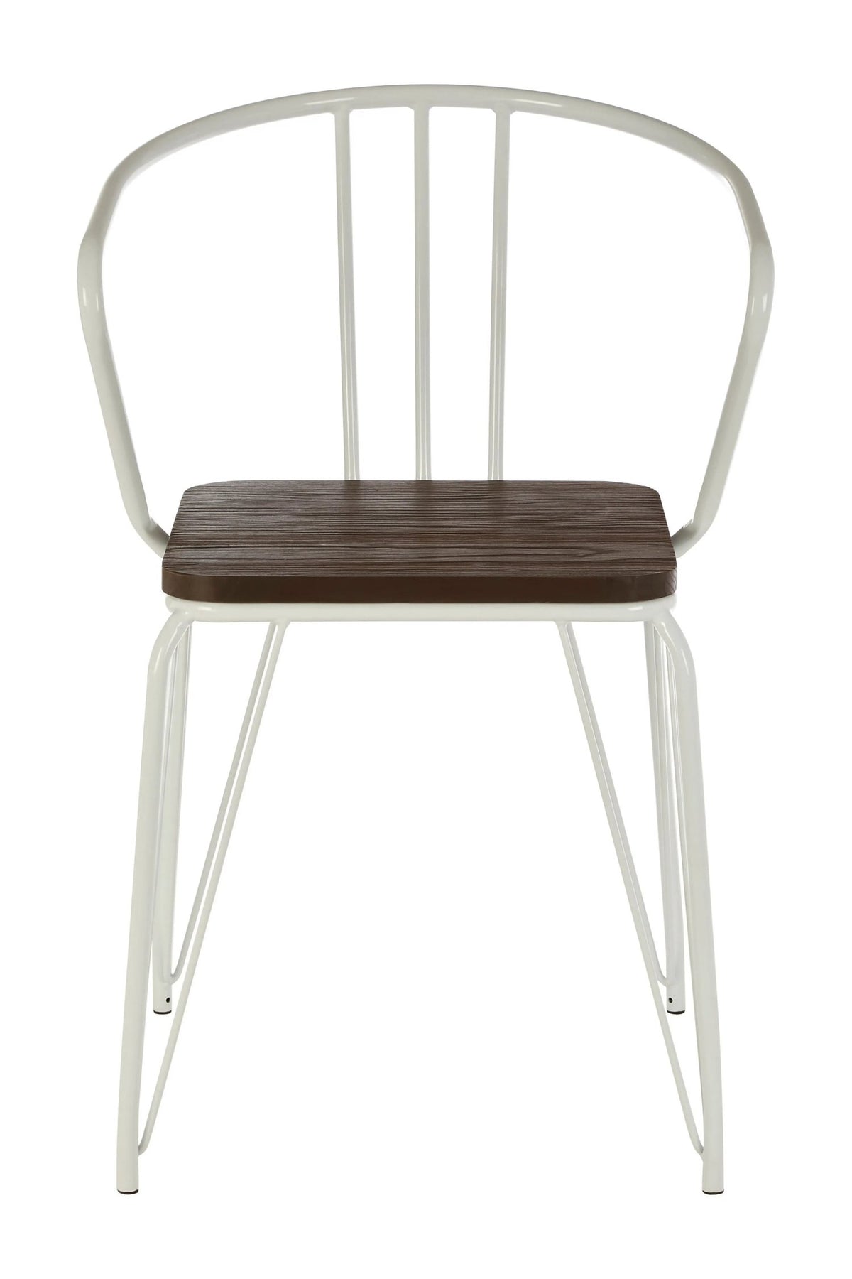 Madison White Metal and Elm Wood Armchair