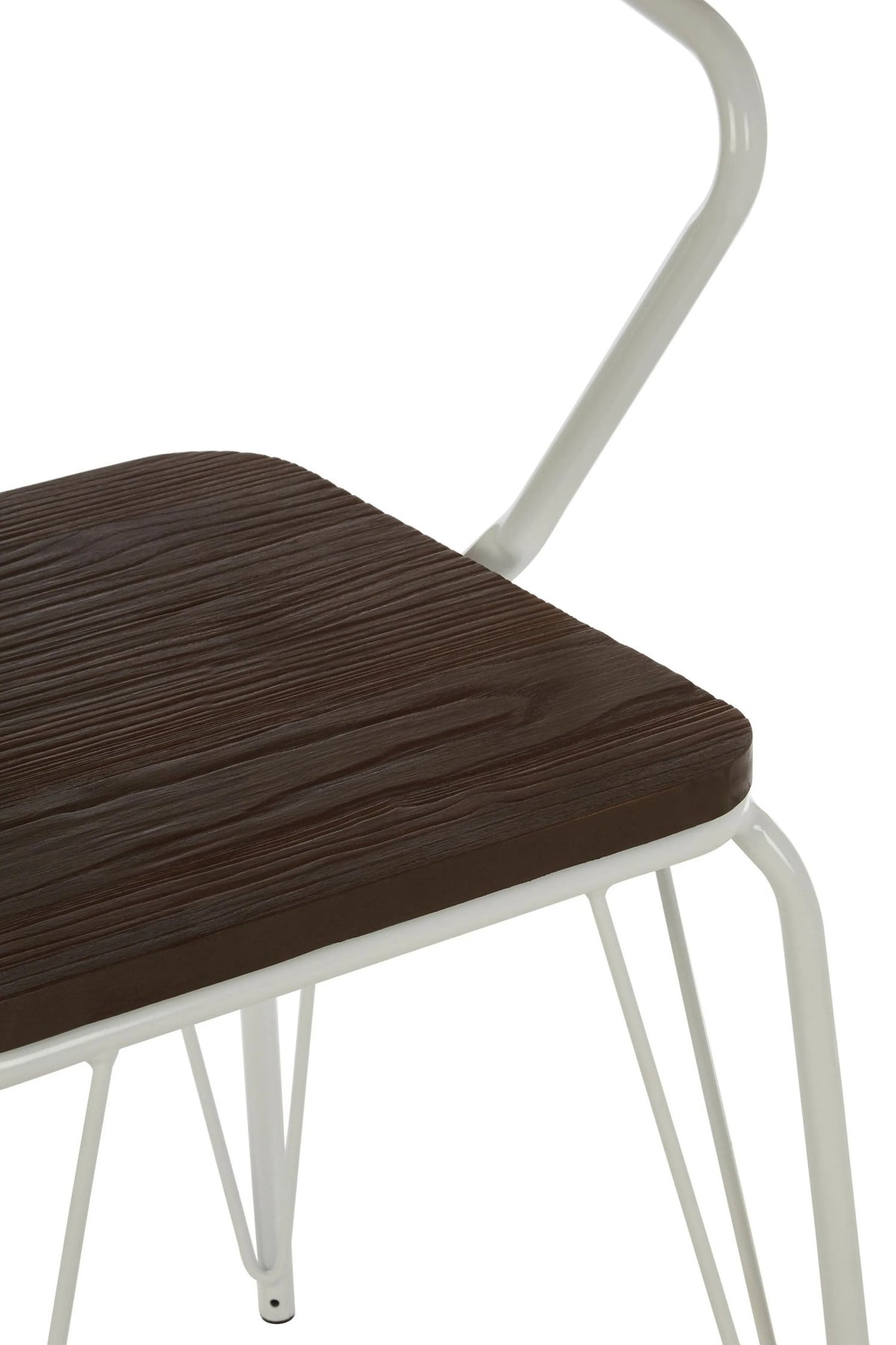 Madison White Metal and Elm Wood Armchair