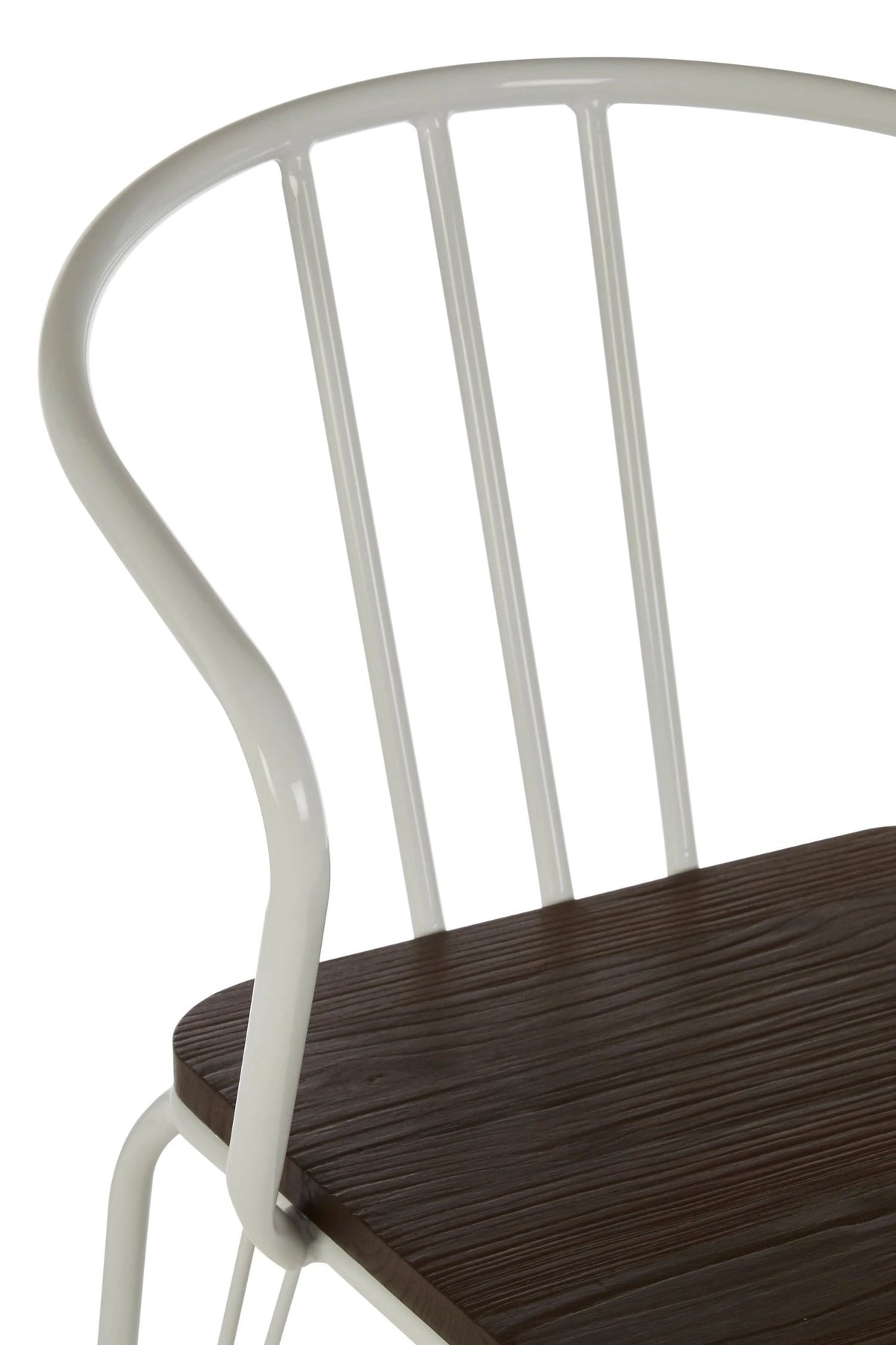 Madison White Metal and Elm Wood Armchair