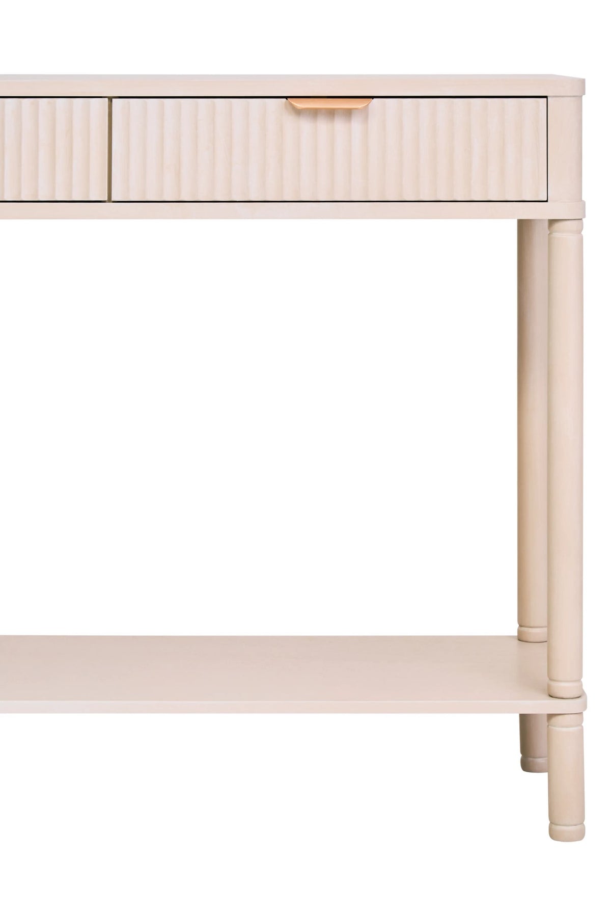 Savoy Two Drawer Reed Detail Taupe Wooden Console Table