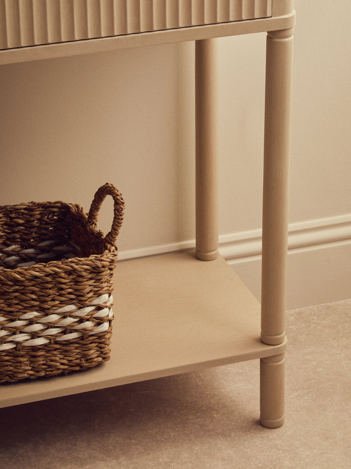 Savoy Two Drawer Reed Detail Taupe Wooden Console Table