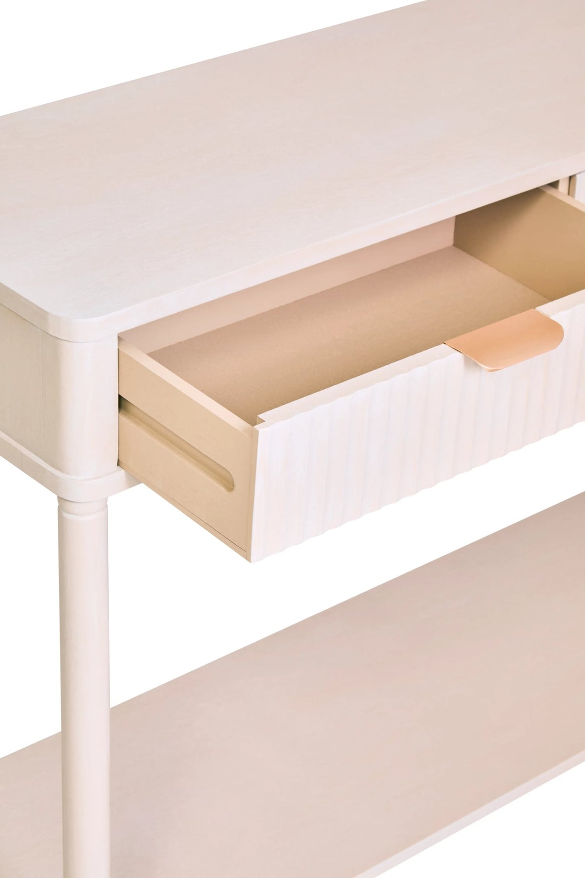 Savoy Two Drawer Reed Detail Taupe Wooden Console Table