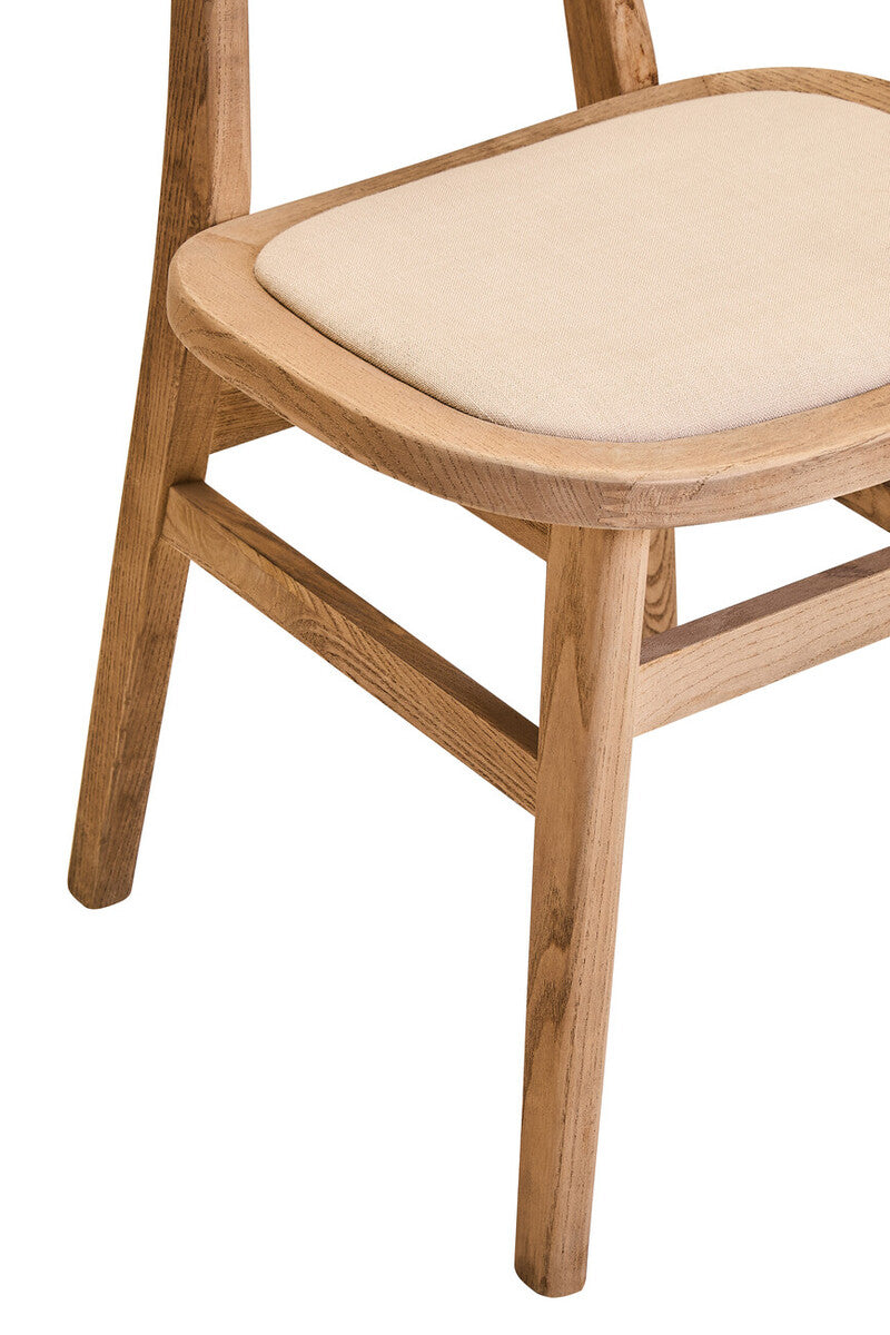 Stirling Beige Fabric and Elm Wood Dining Chair