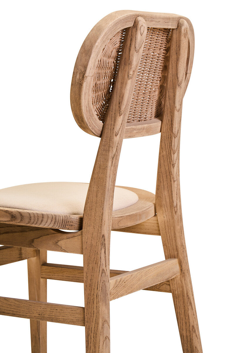 Stirling Beige Fabric and Elm Wood Dining Chair