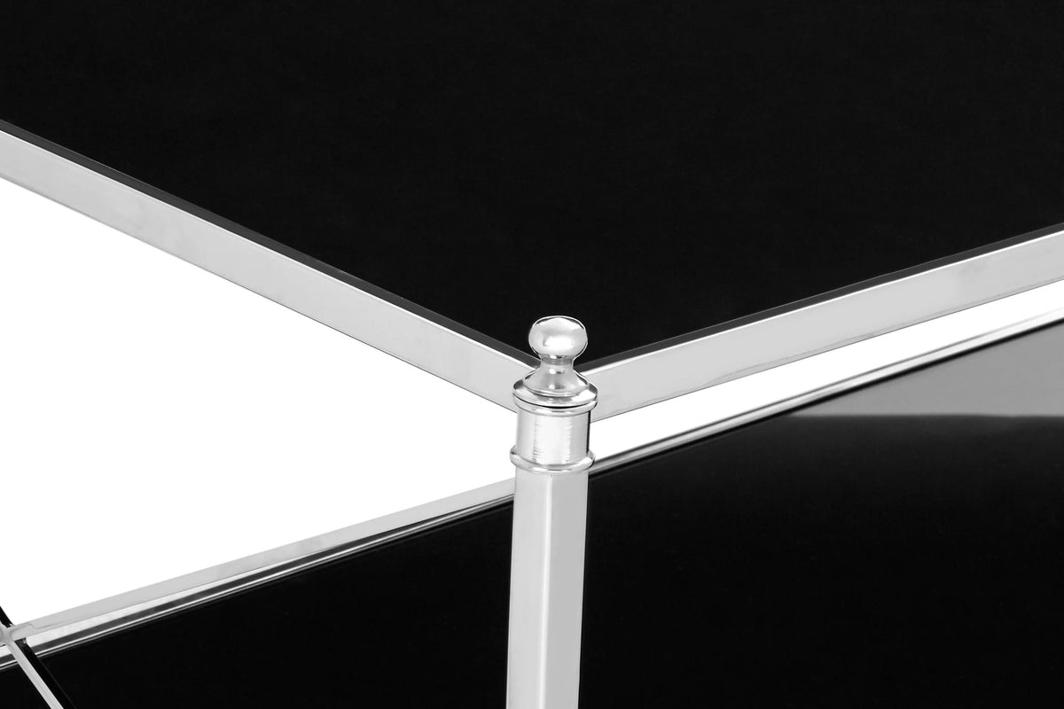 Brighton Black Glass and Nickel Finish Rectangular Coffee Table