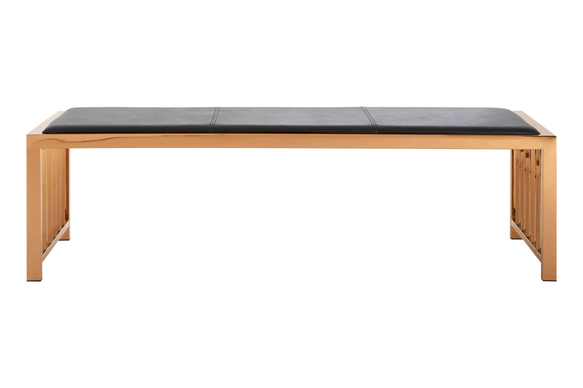 Porto Black Leather Bench #colour_rose-gold
